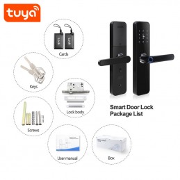 Cerradura Inteligente Wifi Tuya-X2 Lector de Huella Digital Apertura Llave  Tarjeta Manija Reversible I Oechsle - Oechsle