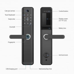 Tuya Smart WiFi Biometrisches Schloss mit Display und integrierter Kamera