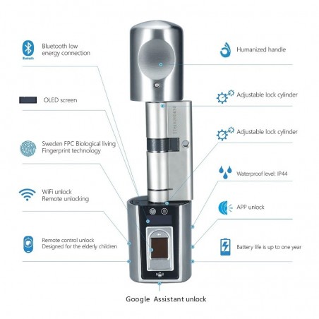 Welock Cilindro Elettronico per Serratura Smart con Impronta Digitale e Telecomando