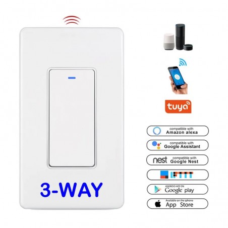 Tuya Interruttore Push Smart WiFi a 3 Vie 100-120V con Pulsante Fisico
