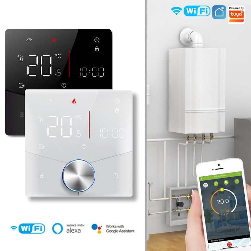 WiFi Intelligent Thermostat with RGB Colorful LCD Display Electric Heating Thermostat Indoor Constant Temperature Controller Digital Programmable