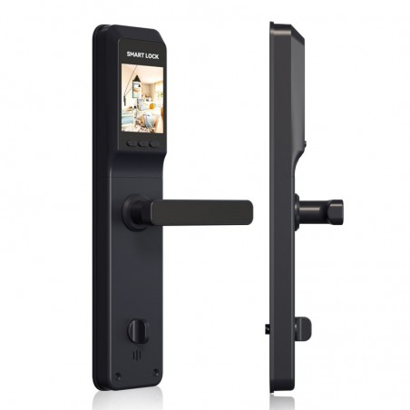 Cerradura de puerta inteligente Tuya WiFi con huella digital y mirilla