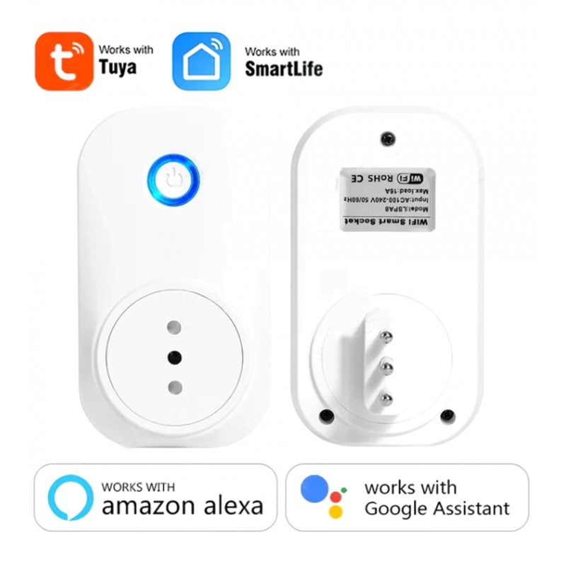 16A EU Smart Wifi Power Plug with Power Monitor Smart Home Wifi Wireless  Socket Outlet Works with Alexa Google Home Tuya App