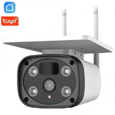 Tuya Telecamera Smart WiFi con Pannello Solare Batteria e Sirena 2.0MP