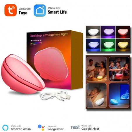 Lámpara de ambiente de mesa LED WiFi inteligente Tuya