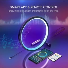 Lámpara inteligente LED Tuya 360° RGBIC: control remoto de diseño moderno
