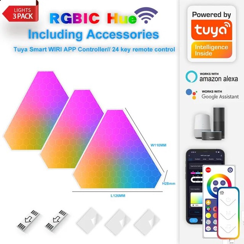 Tuya dreieckige LED-Wandleuchten, intelligentes WLAN und Bluetooth Tuya dreieckige LED-Wandleuchten, intelligentes WLAN und Bluetooth