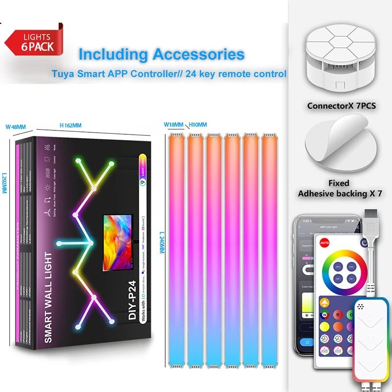 Kit de lámpara de pared LED Tuya Smart WiFi RGBIC Kit de lámpara de pared LED Tuya Smart WiFi RGBIC