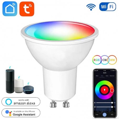 Tuya GU10 Foco LED Smart WiFi y Bluetooth RGB+CCT 5W