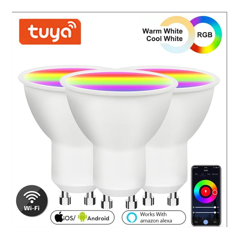 Pack De 4 Ampoules LED GU10 Intelligentes Enshine RGB WiFi - 5W 470lm, Dimmable, Contrôle Par Smartphone