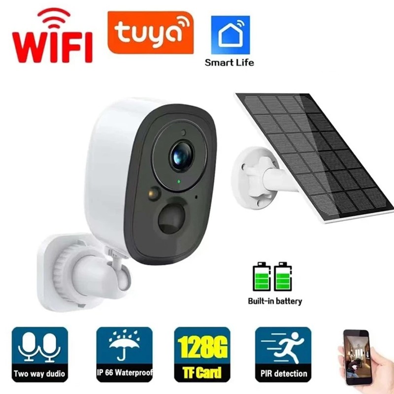 Caméra WiFi intelligente Tuya 2 MP Plug and Play avec panneau solaire Caméra WiFi intelligente Tuya 2 MP Plug and Play avec panneau solaire