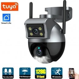 Caméra WiFi intelligente Tuya avec double objectif rotatif