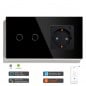 Interrupteur tactile Tuya avec prise murale WiFi intelligente noir Interrupteur tactile Tuya avec prise murale WiFi intelligente noir