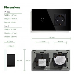 Tuya Touch Smart WiFi-schakelaar met 16A stopcontact en spraakbediening
