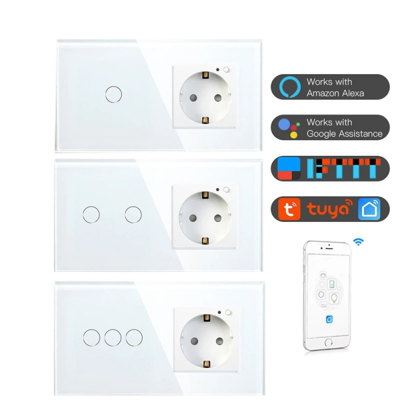 Tuya WiFi-Schalter mit weißer Steckdose: Eleganz der Smart Home