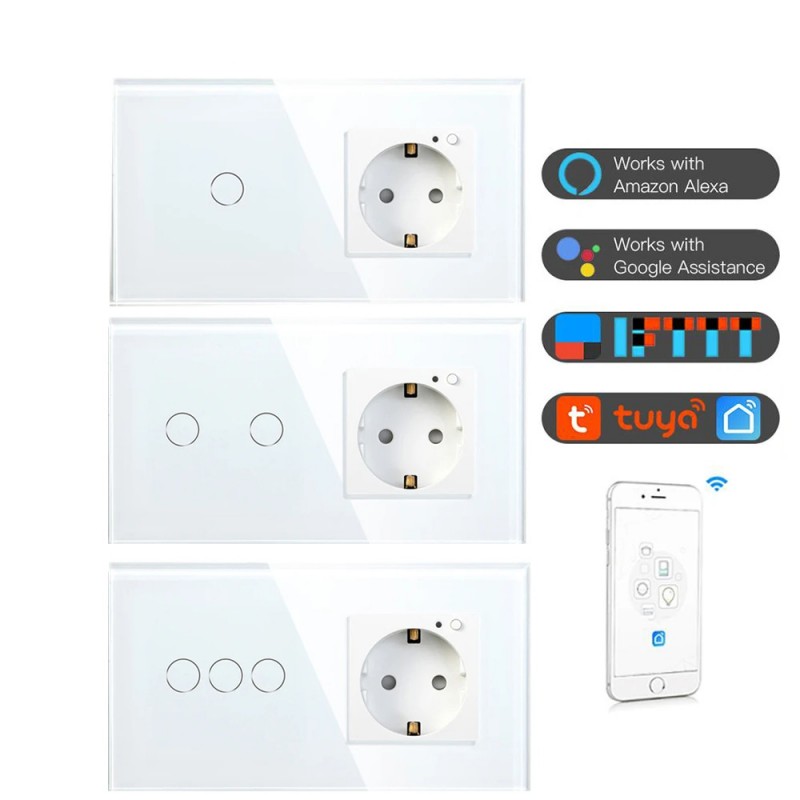 BSEED WiFi 1/2/3 Gang Light Switch With Normal EU Socket