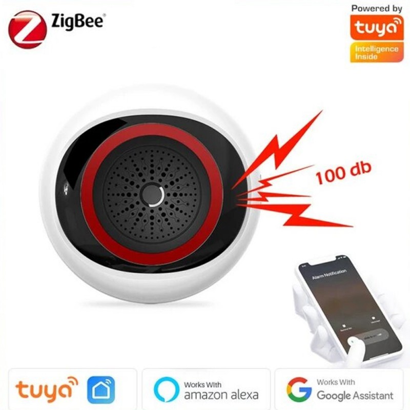 Tuya Siren Smart Zigbee 2 in 1: Sound and Light Security Alarm