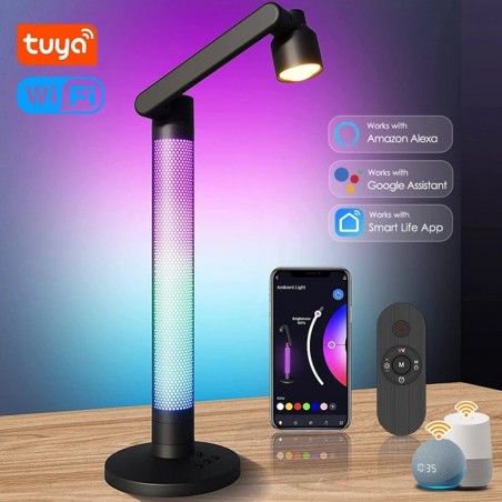 Tuya 2 en 1 Lámpara de escritorio LED RGBIC WiFi inteligente