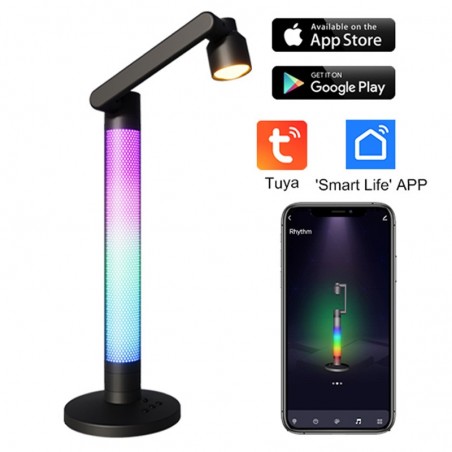 Lampe de bureau intelligente WiFi RGBIC2in1 avec commande vocale et musique