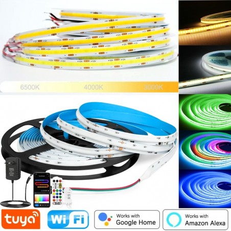 Tuya COB LED-lichtstrip met hoge dichtheid Smart WiFi-kit