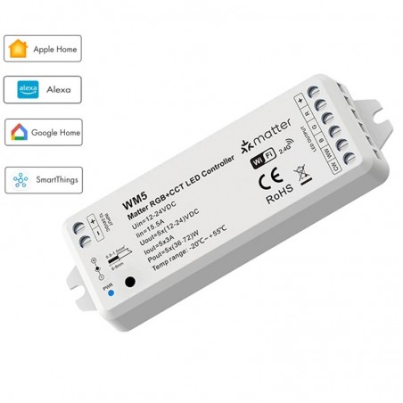 Tuya Controller Matter für intelligente WLAN-LEDs für RGB+CCT-Streifen 12–24 VDC