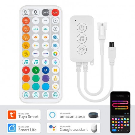 Contrôleur Tuya pour bandes LED adressables RGBIC - Application et télécommande