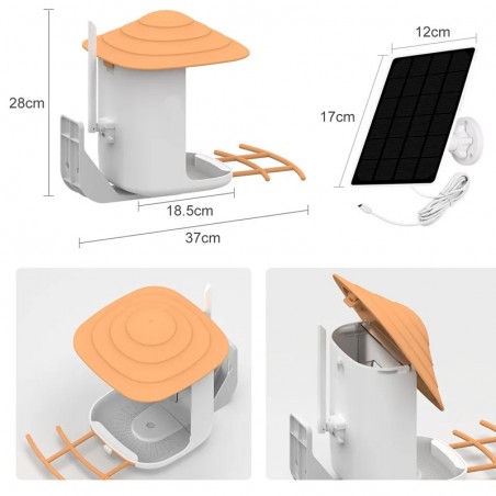 Distributeur d'oiseaux VicoHome avec caméra WiFi intelligente et panneau solaire