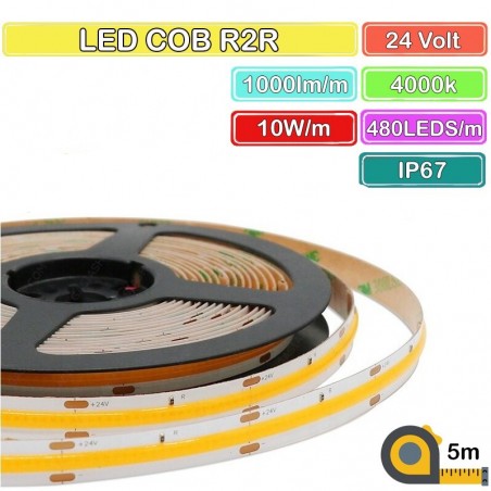COB LED-strip 480 op rol DC24V waterdicht 5 meter