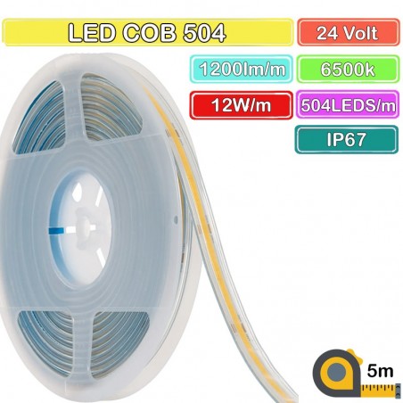Tira LED COB 504 DC24V Impermeable 5 Metros