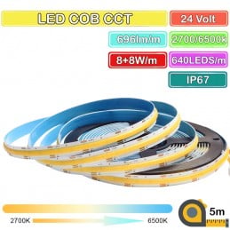 COB CCT LED‑Streifen DC24V mit 640 LEDs pro Meter, 5 Meter