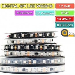 Digital LED Strip WS2818 RGBIC 60 LEDs per Meter DC12V 5 Meters