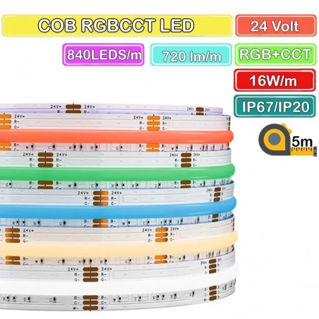 Cob RGB+CCT LED-strip: gekleurd en wit licht voor elke omgeving
