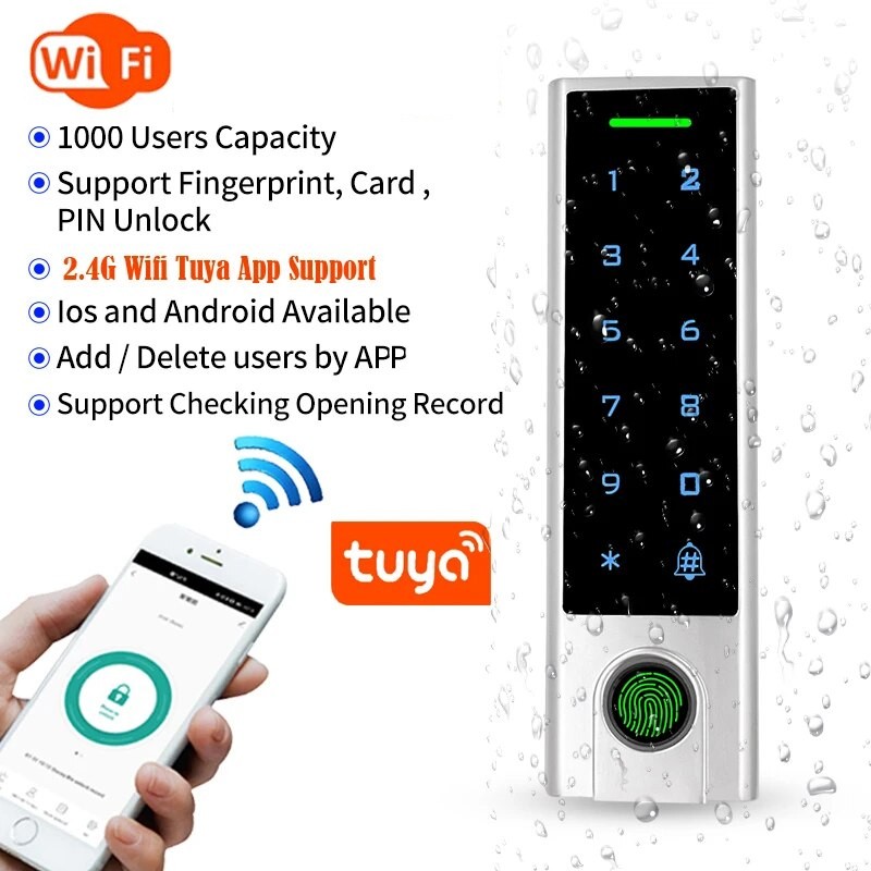 Tuya Smart WiFi-toegangscontrole met aanraaktoetsenbord en kaartlezer voor buitenshuis