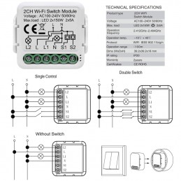 Module de relais encastré Tuya pour la télécommande des lumières