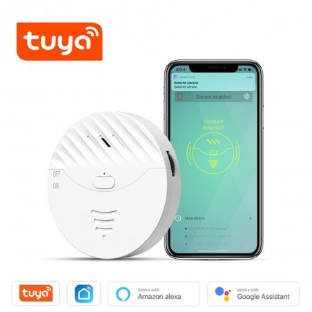Capteur de vibrations WiFi intelligent Tuya avec sirène 120 dB