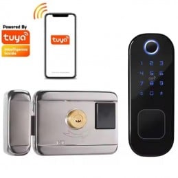 Cerradura de seguridad biométrica WiFi inteligente Tuya con entrada eléctrica