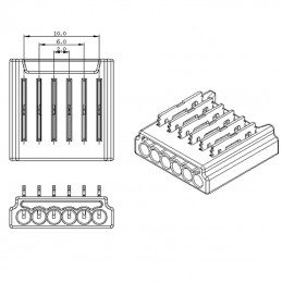 Connecteur 6 broches pour LED COB & SMD RGB+CCT - Connexion rapide