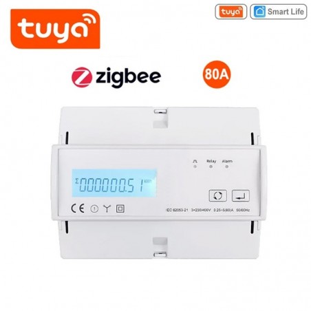 Medidor eléctrico Tuya Smart Zigbee 80A | Medición bidireccional