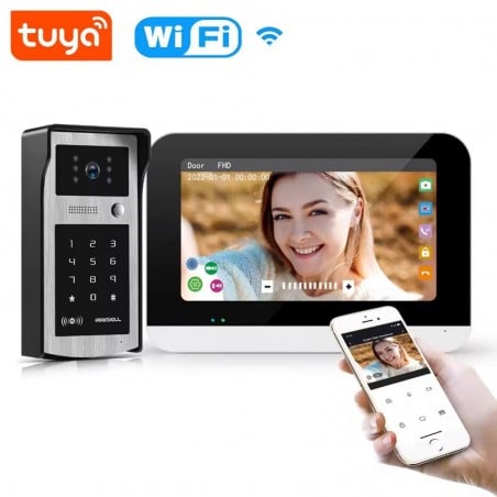 Tuya Kit Videocitofono Smart WiFi con Telecamera e Monitor da 7 Pollici