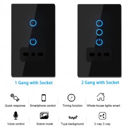 Tuya WiFi Touch-Schalter – 1 oder 2 Tasten mit italienischer Steckdose