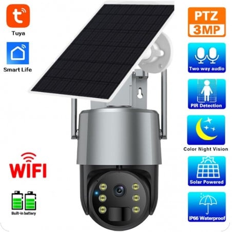 Telecamera PTZ Solare per Esterni - Controllo tramite App Tuya Smart