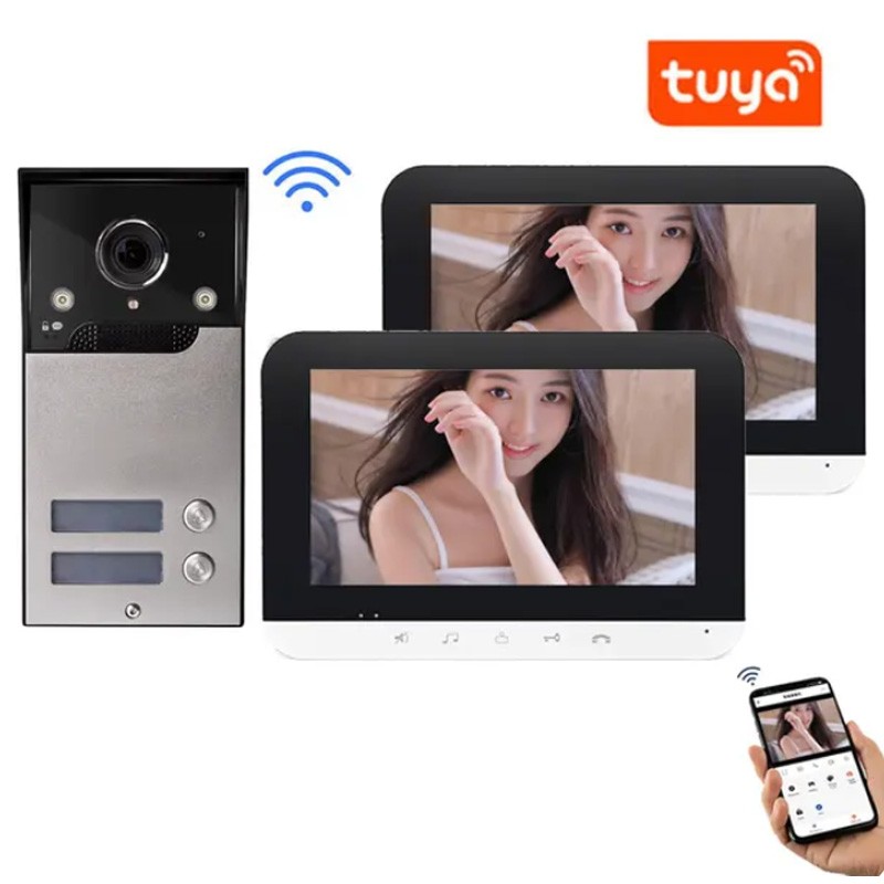 Kit de videoportero Tuya Smart WiFi para varios apartamentos con monitores internos Kit de videoportero Tuya Smart WiFi para varios apartamentos con monitores internos