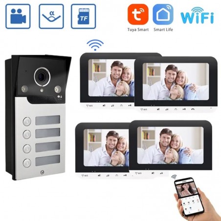 Tuya Smart WiFi video-intercomkit met monitor voor meerdere appartementen