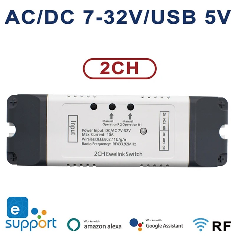 Modulo Relè 7-32V Smart Wifi con Telecomando RF433 Compatibile con eWeLink