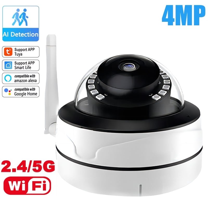 Caméra de surveillance dôme Tuya Ultra HD Smart WiFi double bande 2.4G et 5G