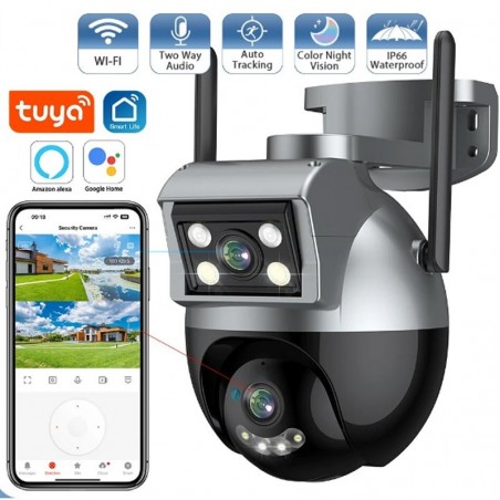 Tuya Smart WiFi-Kamera mit rotierendem Doppelobjektiv