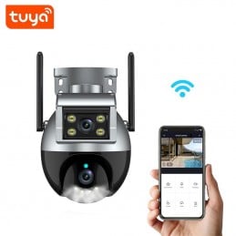 Caméra WiFi intelligente Tuya avec double objectif rotatif