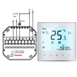 Beca Smart WiFi-Thermostat BAC-1000MLW mit 0–10 V Lüftermodulation und Ventilsteuerung