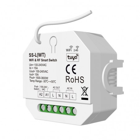 Tuya-schakelaar met relais voor AC-belastingen 15A Smart WiFi en RF