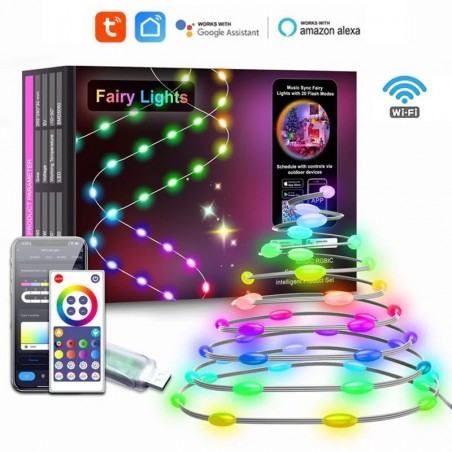 Cadena de luces para árbol de Navidad WiFi inteligente Tuya